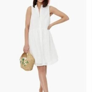 Tuckernuck White Burnout Sleeveless Royal Shirt Dress Lace Pockets Lined Small